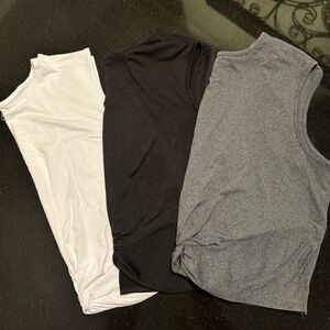 Bundle- 3 waist length short sleeve workout shirts w front knot/twist detail.